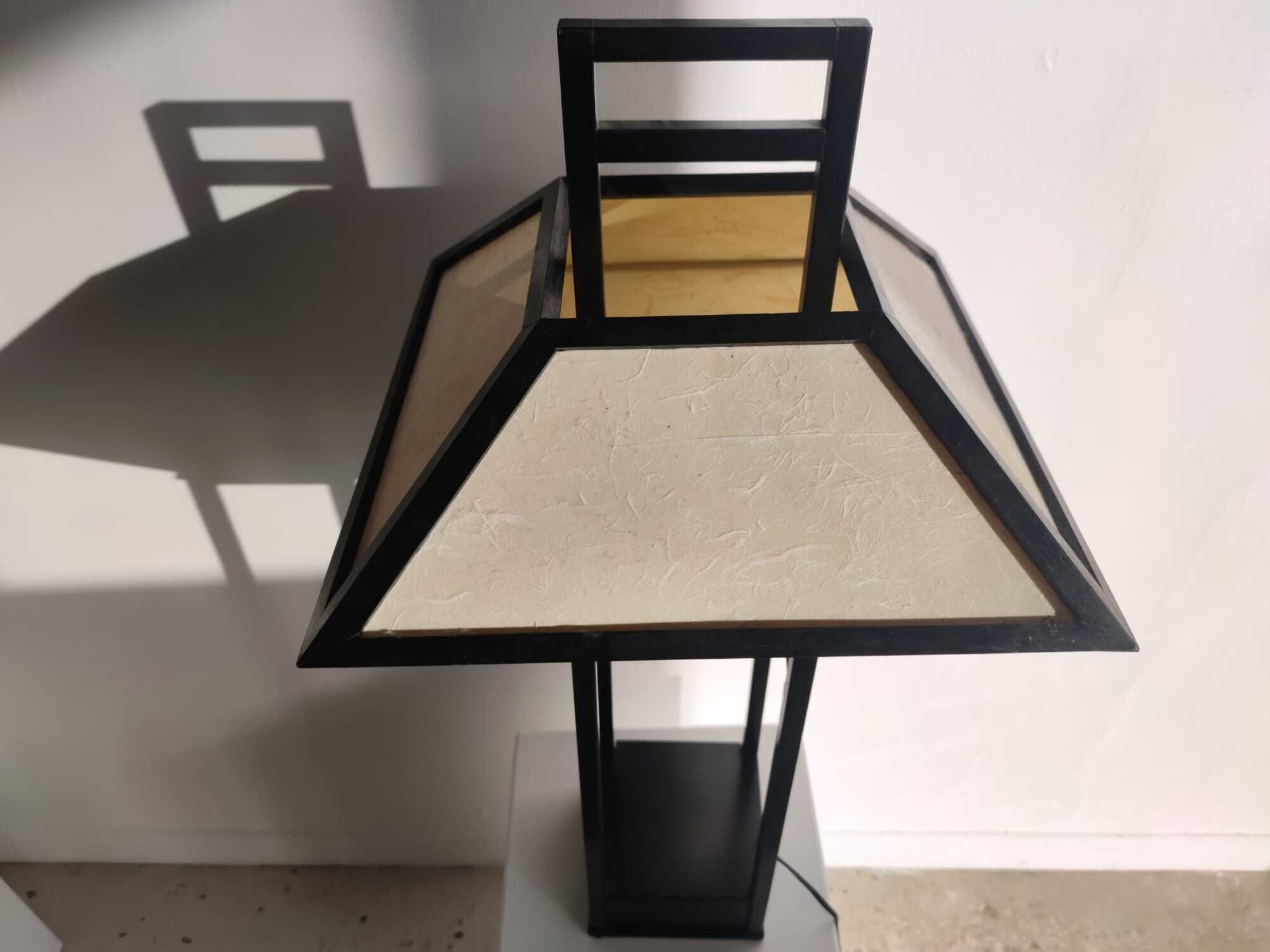 Japanese lamp in black lacquered wood and rice paper H:75cm