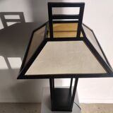 Japanese lamp in black lacquered wood and rice paper H:75cm