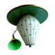 Green sheet metal and globe glass hanging lamp