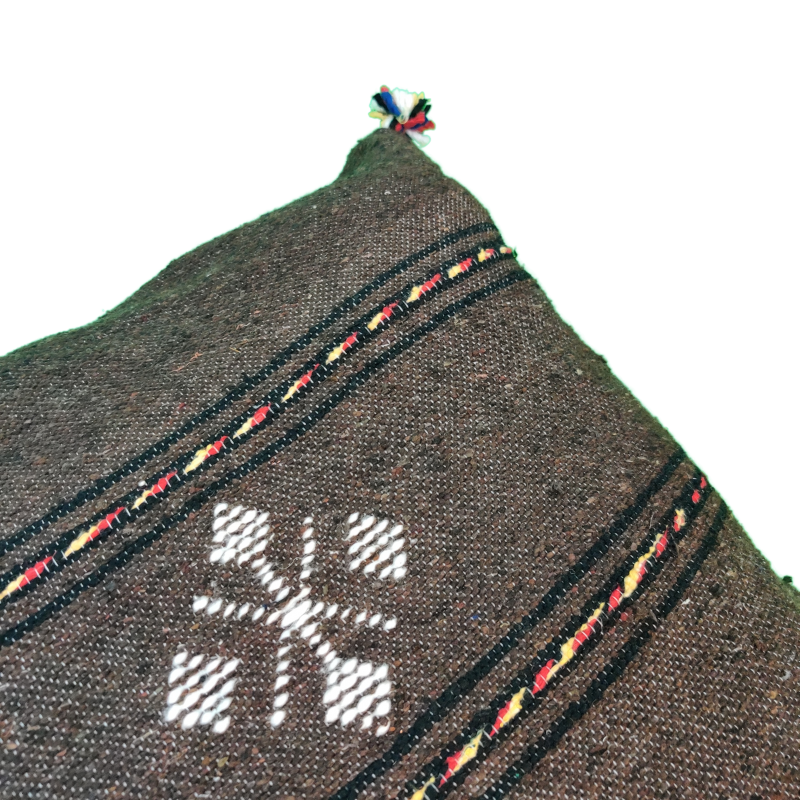Coussin berbère chocolat liséré