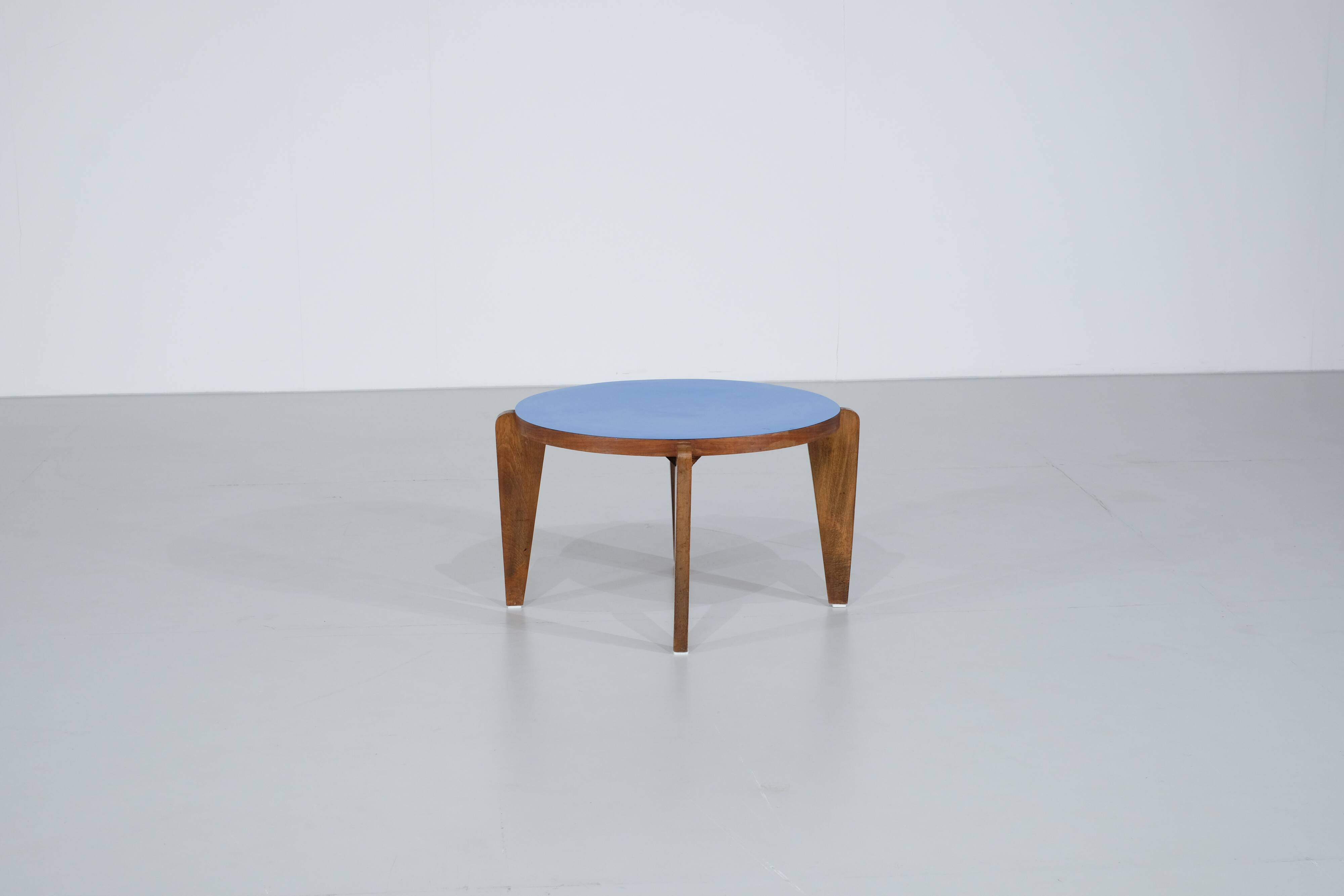 Blue lacquered wooden coffee table - 1950s