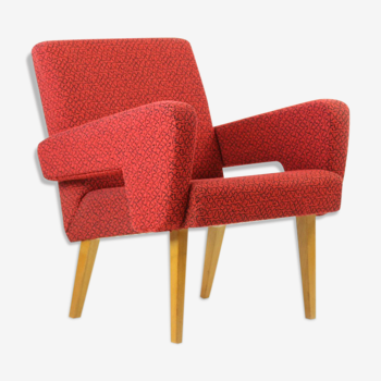 Fauteuil Midcentury rouge Jitona, tchécoslovaque des années 1960