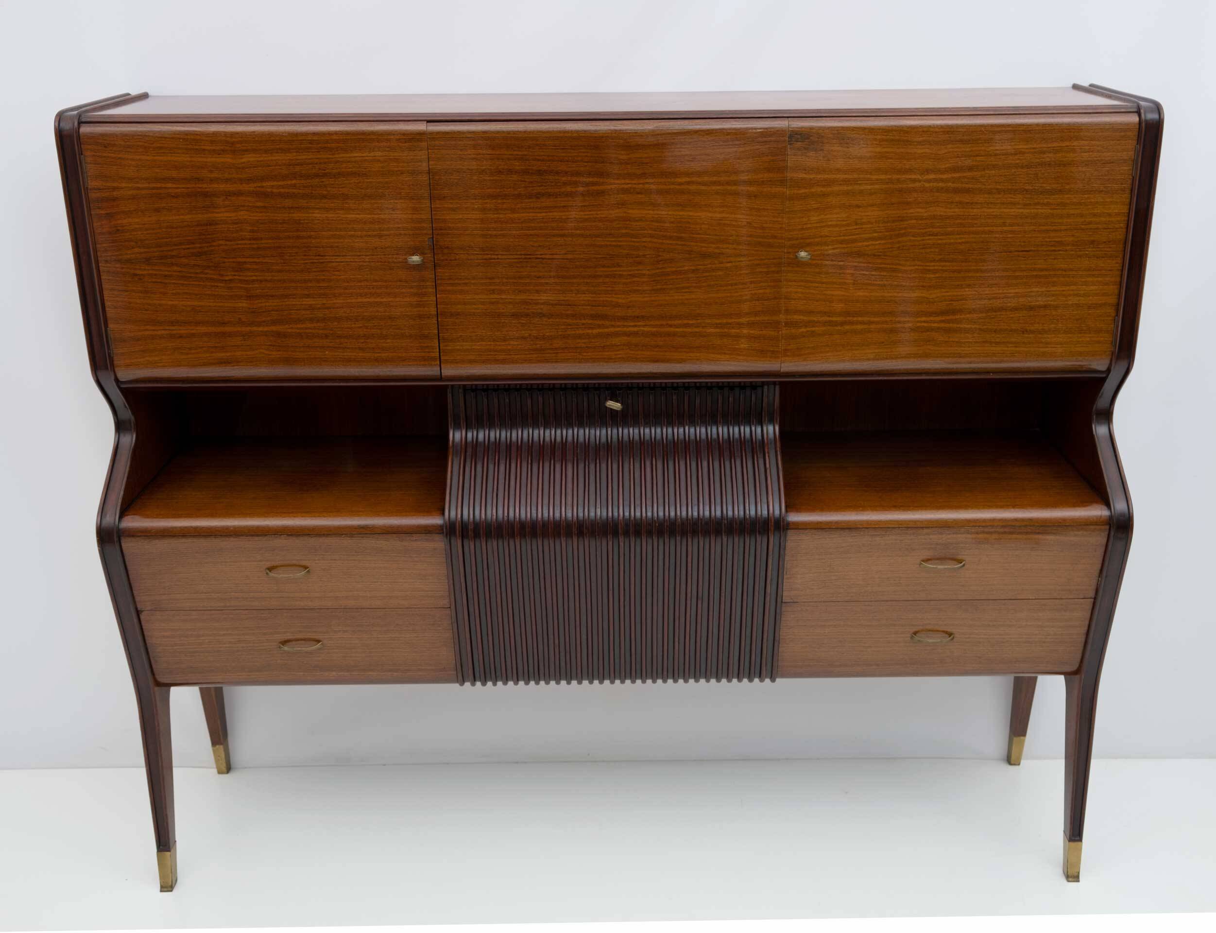 Osvaldo Borsani Mid-Century Modern Italian Sideboard with Bar Cabinet, 1950