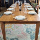 Solid oak farmhouse table, gilded and patinated, two drawers, 260 x 100 cm