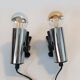 Pair of Targetti clamp spotlights in chrome metal 1970