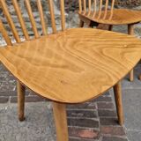 Set of 4 Baumann wooden chairs, 1950-60