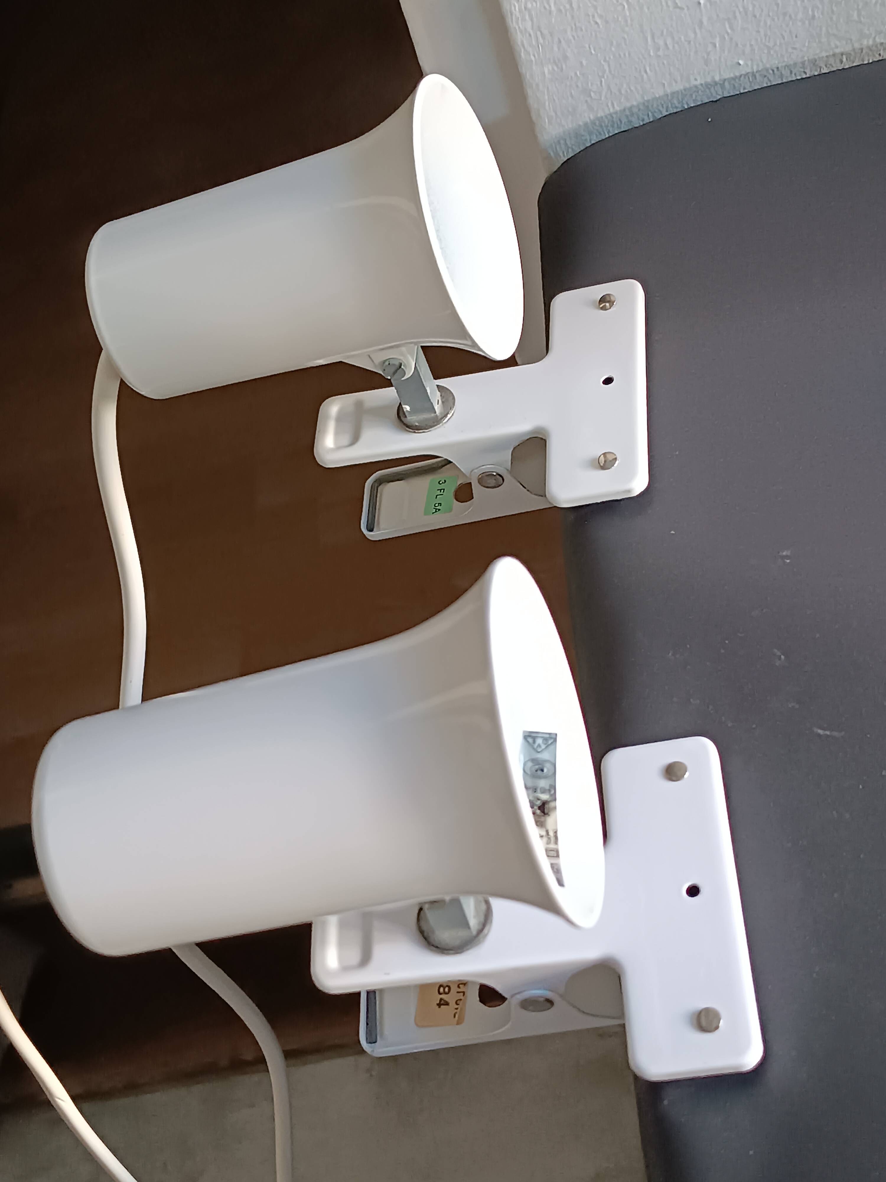 Two vintage Lita white metal clamp lamps