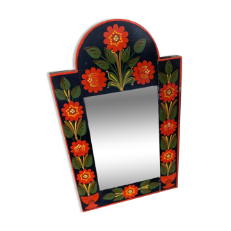 Miroir bohème en bois peint