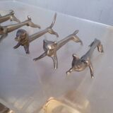 6 Vintage Pewter Animal Knife Holders
