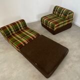 Armchairs / heater seventies checkered / British vintage pop