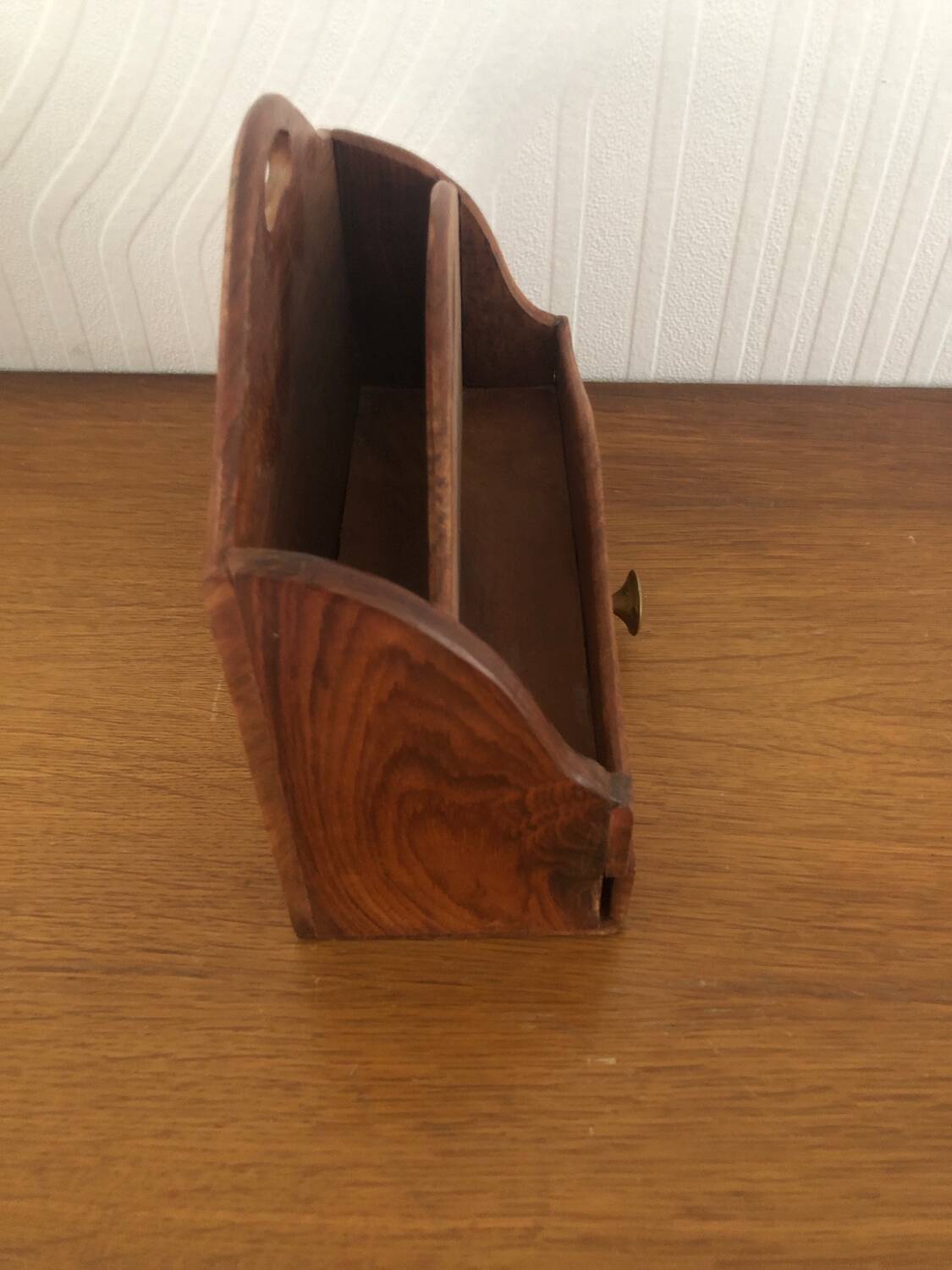 Mail holder / letter holder in vintage wood and brass