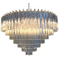 Contemporary clear triedro murano glass chandelier
