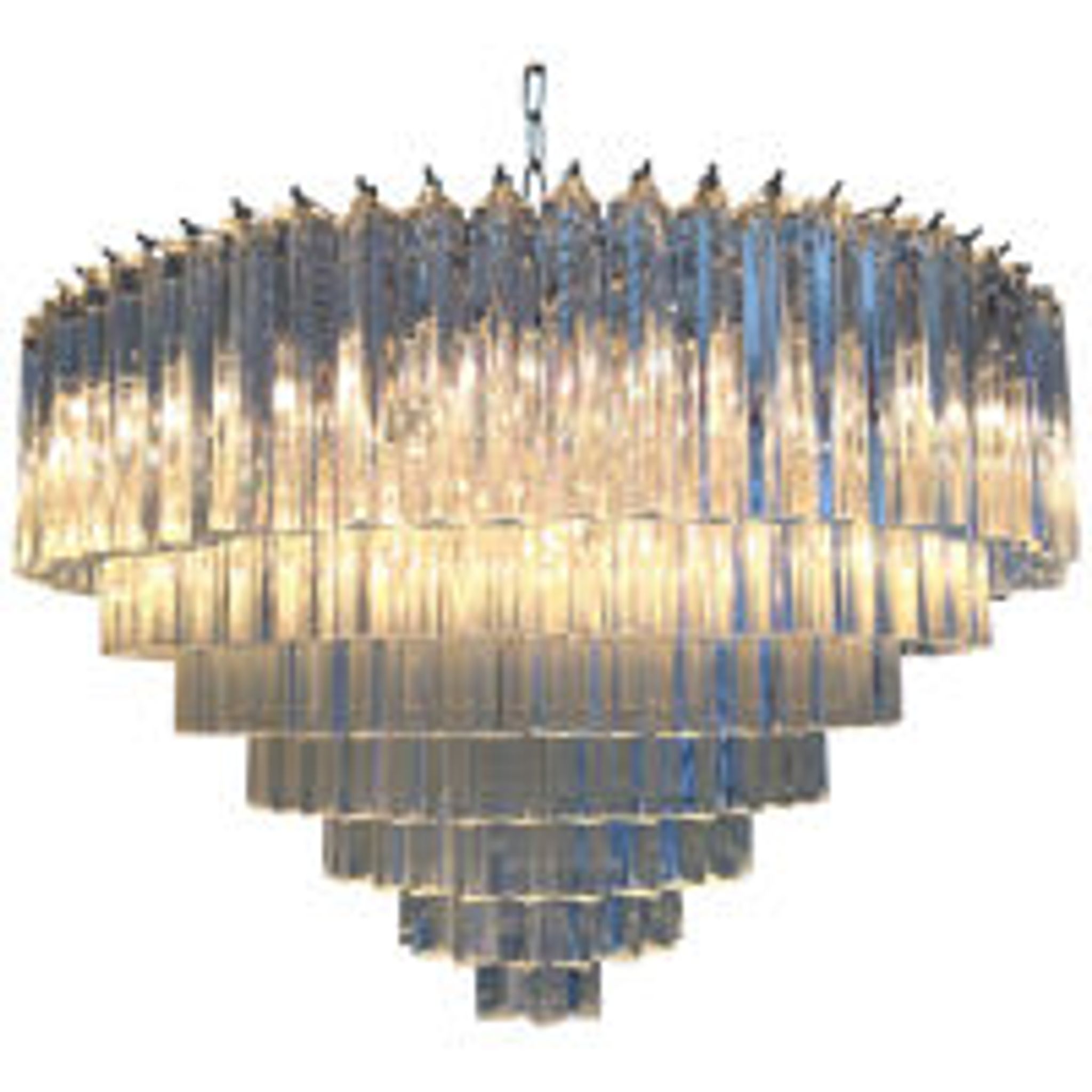 Contemporary clear triedro murano glass chandelier