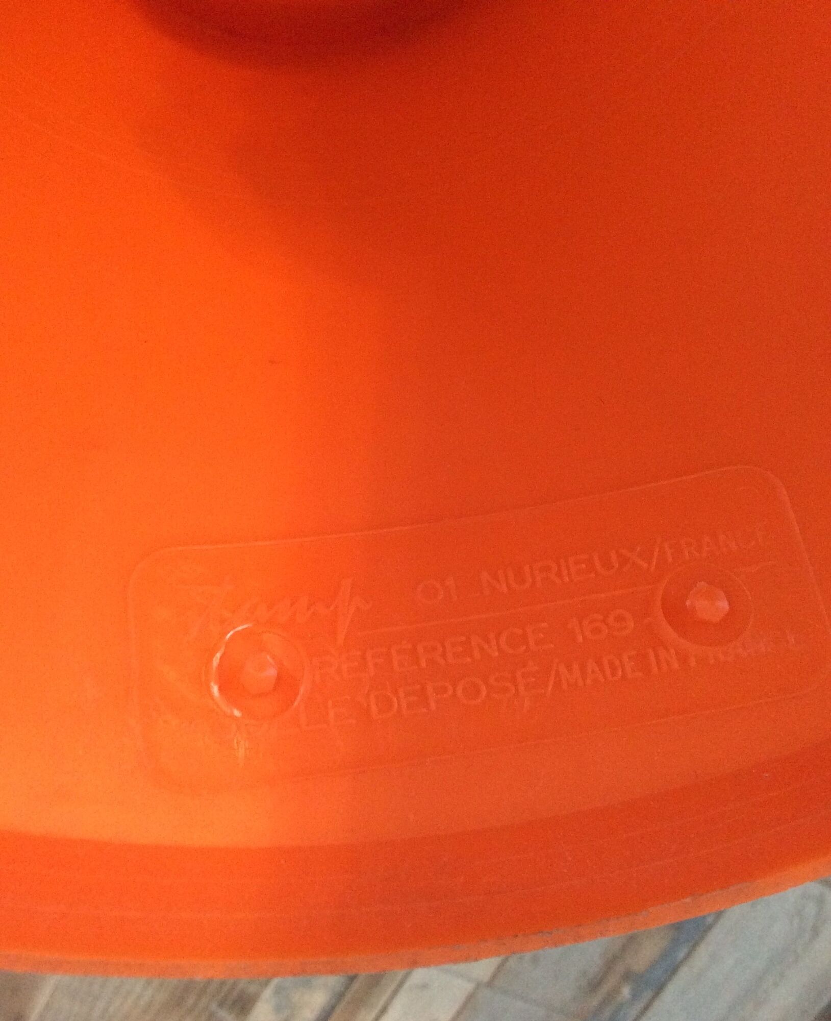 TamTam orange stool by Stamp model registered Made in France