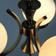 Vintage Czech Bauhaus style pendant light, tall, with opaline glass globes, 1940s