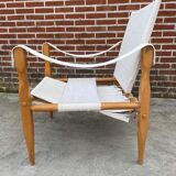 Vintage safari chair 1960s Denmark with canvas minimalist design