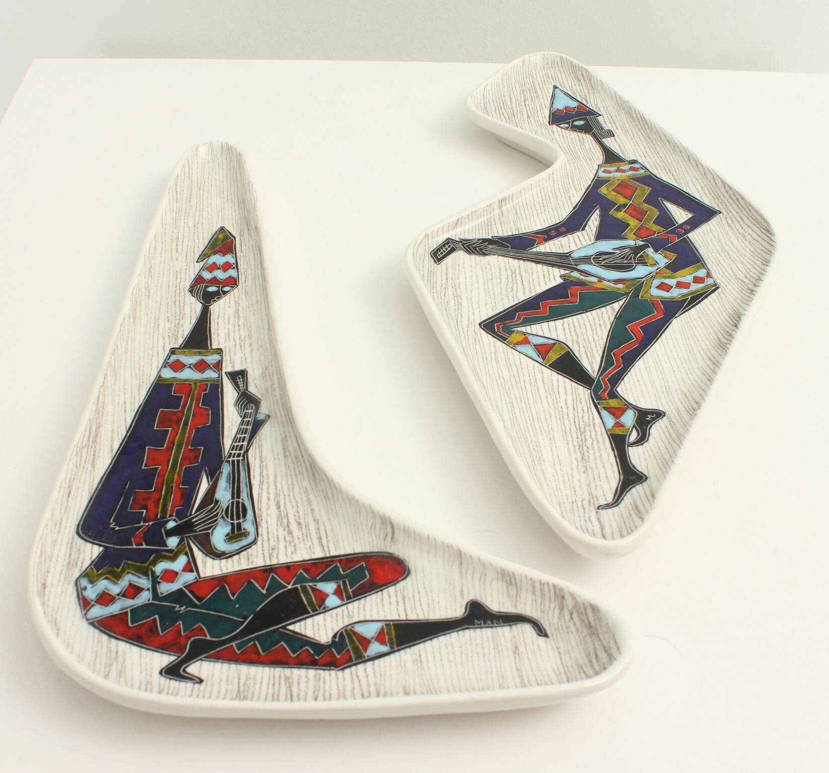 Pair of free-form dishes from Sesto di Fiamma, Italy, 1950s