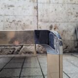 Coffee table, wood and steel, Guy Lefevre style, 70's – France