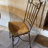 Table and four chairs wrought iron and wood