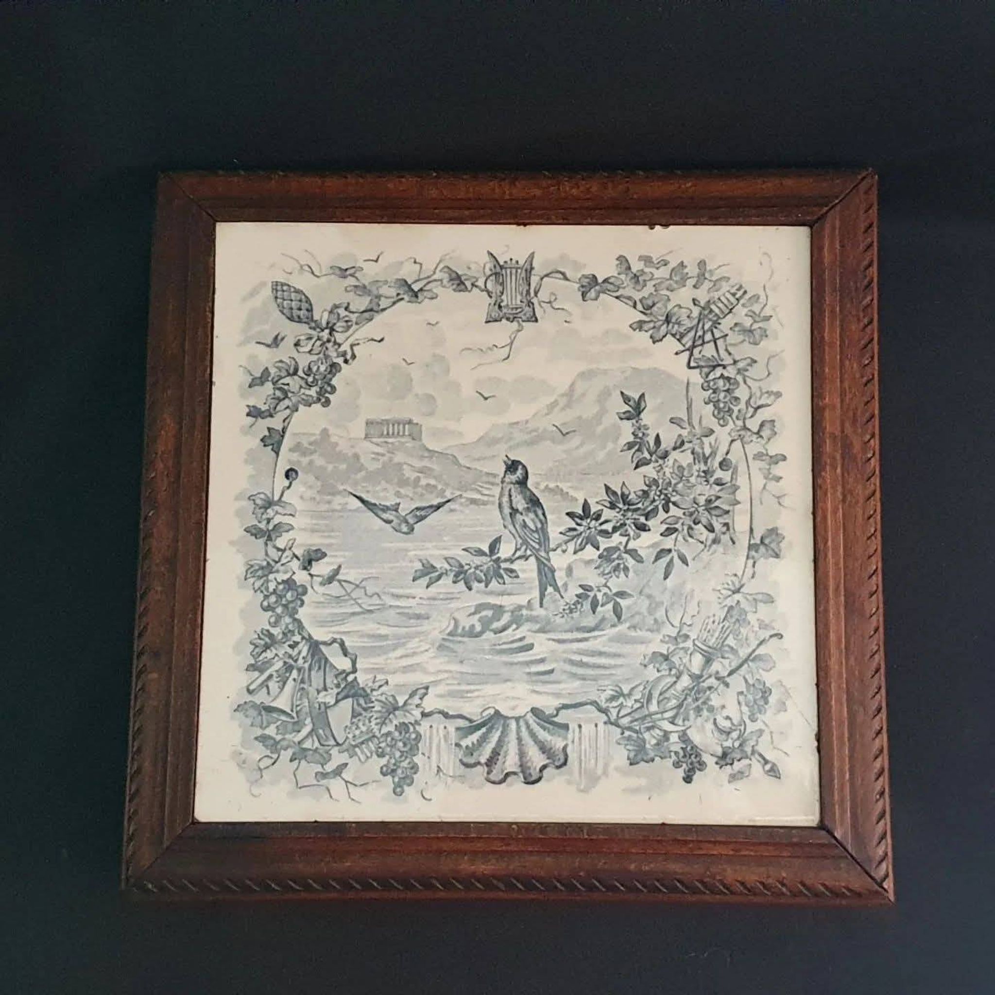 Birds trivet earthenware