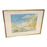 Framed lithograph The Cliff by Pierre Lelong