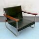 Fauteuil lounge vintage italien chrome et cuir des années 60