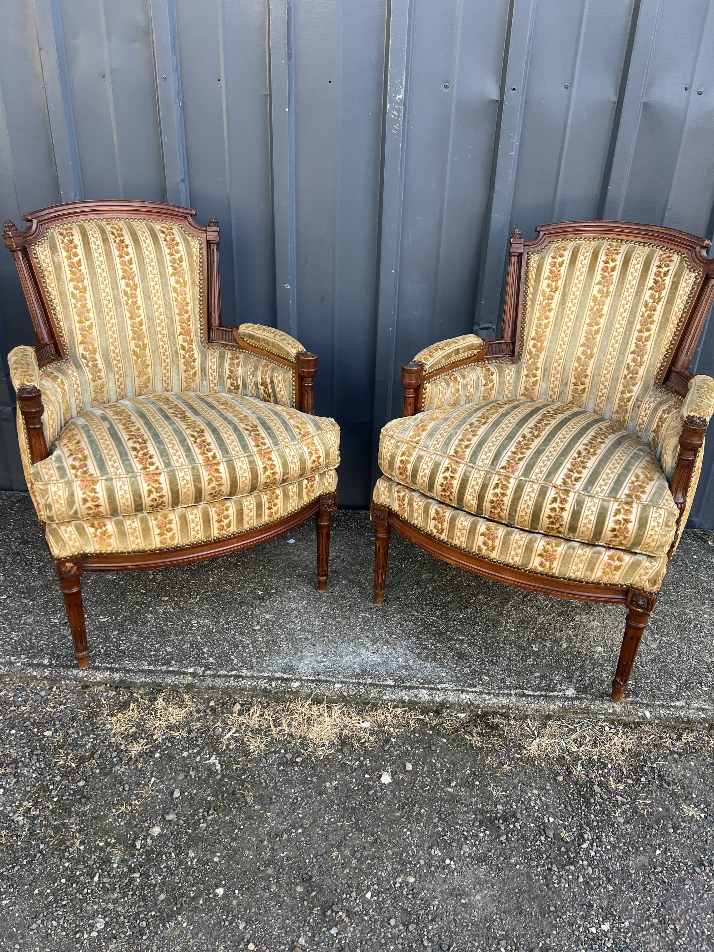 Pair of Louis XVI style armchairs