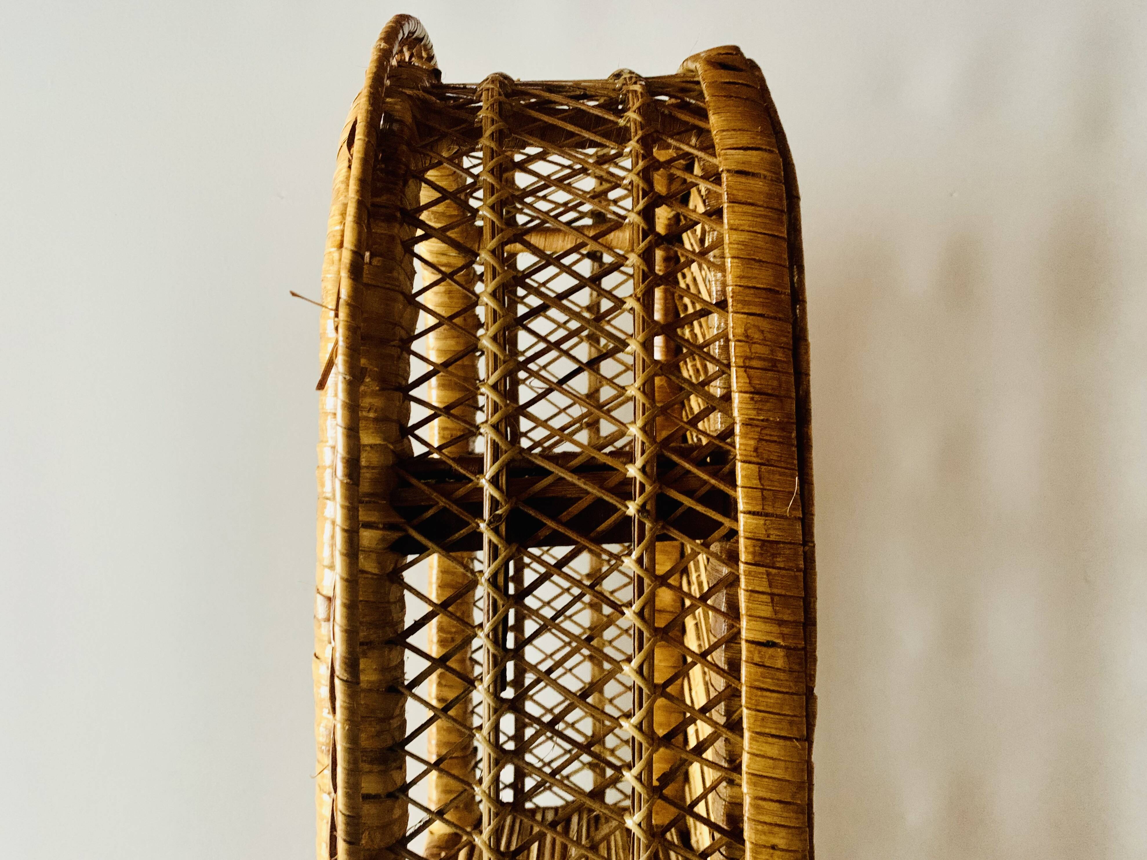 Vintage rattan and wicker shelf