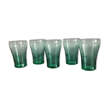 5 old vintage emerald green glasses