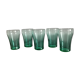 5 anciens verres vintage vert émeraude
