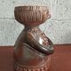 Jacques POUCHAIN (1925-2015) - Dieulefit workshop Anthropomorphic earthenware vase with brown cover. Monogram