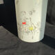 Vintage lamp, white glass, hand painted