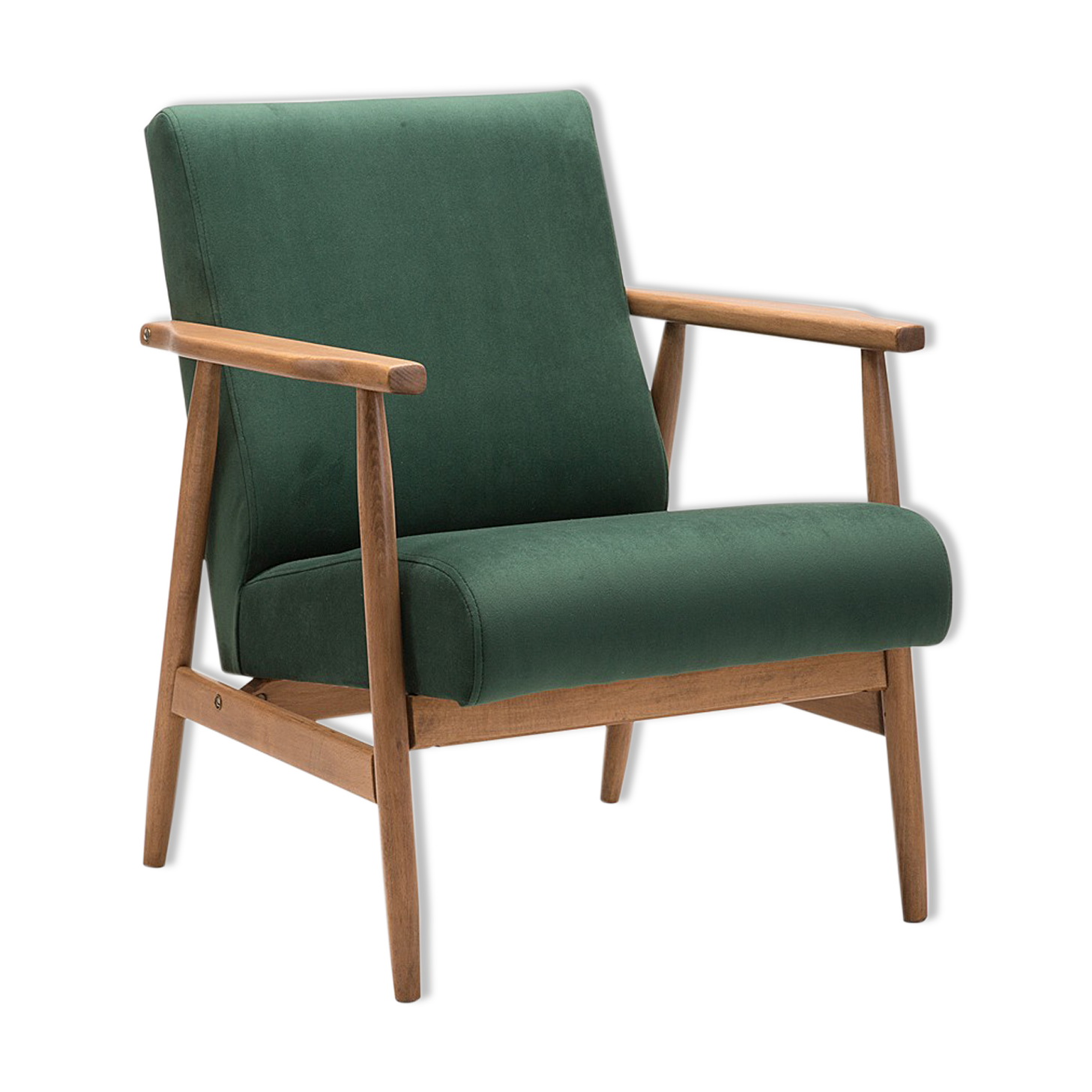 Fauteuil B-7727 polonais en velours vert années 1970.