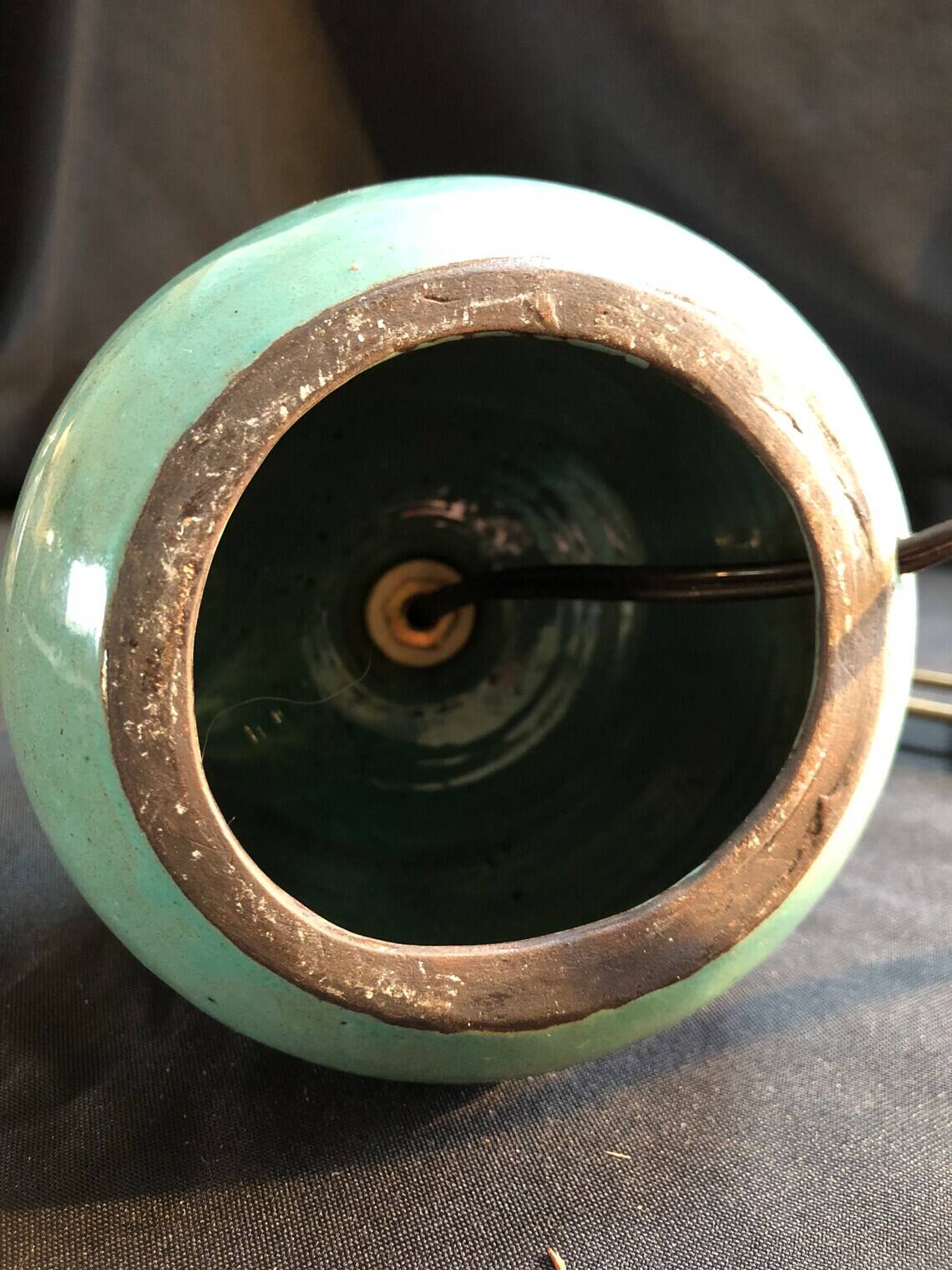 Duck blue glazed ceramic lamp base