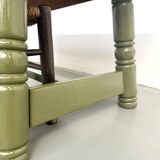 Glossy olive green lacquered dining table — DLG Georges Robert, Circa 1970