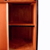 Wooden enfilade with fuchsia pink and black formica, 1950s, 130x50x100cm