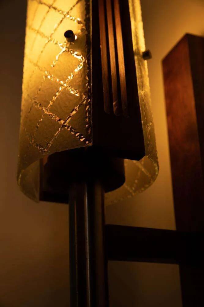 Vintage 1960s wall light, milk glass and bohemian teak.