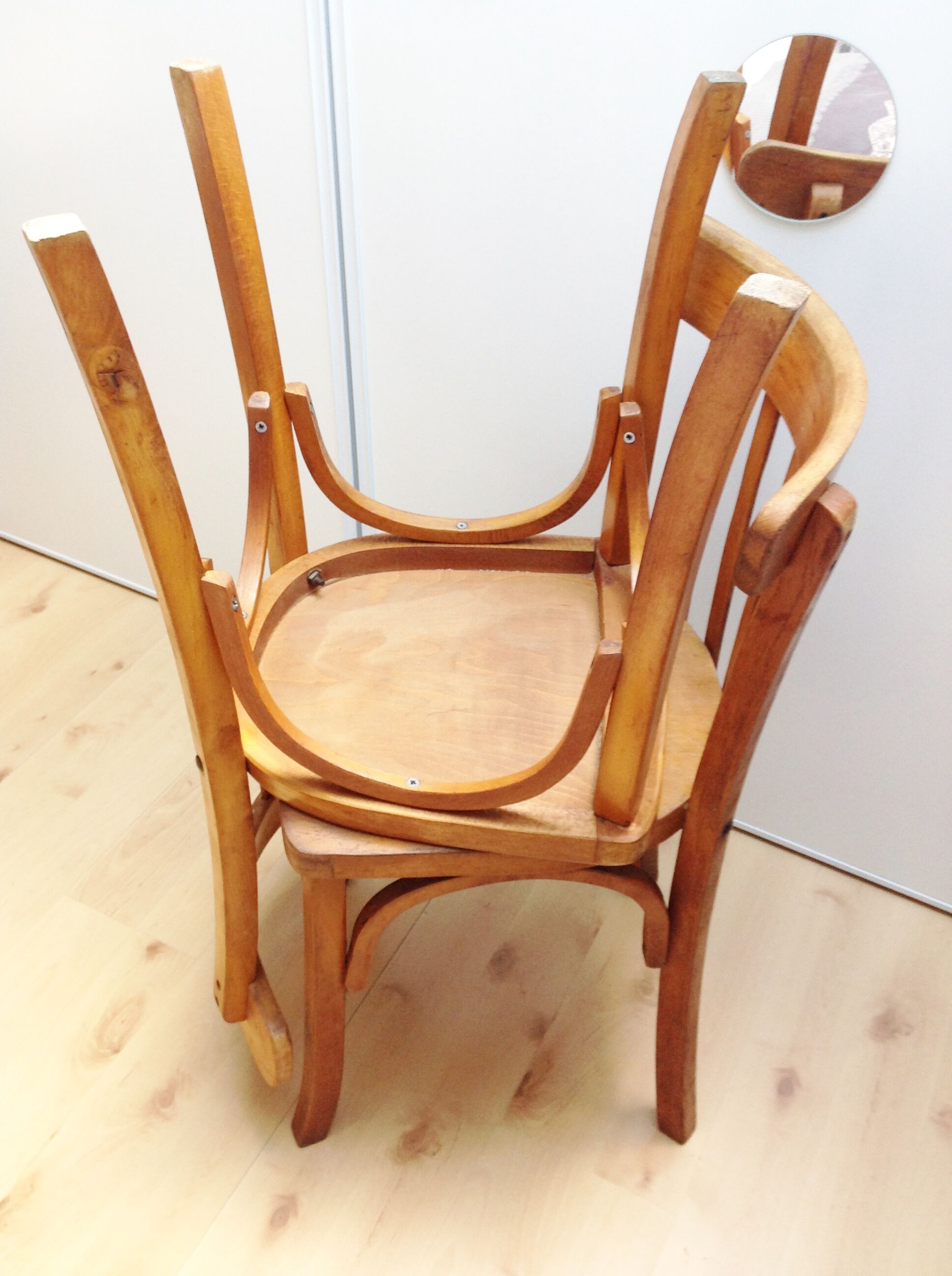 Pair of foot bistro chairs with bows / vintage 40-50s