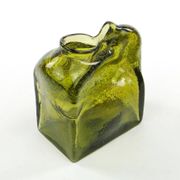 Mid-century modern glass form, olive glass, designed by M. Veltuzen-Nagrabecka, Poland, 1970s