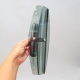 Pair of Veca smoked glass and chrome wall lights from the 70s