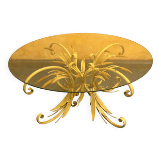 Table basse circulaire en tôle peinte et verre de Hans Kögl, années 1960