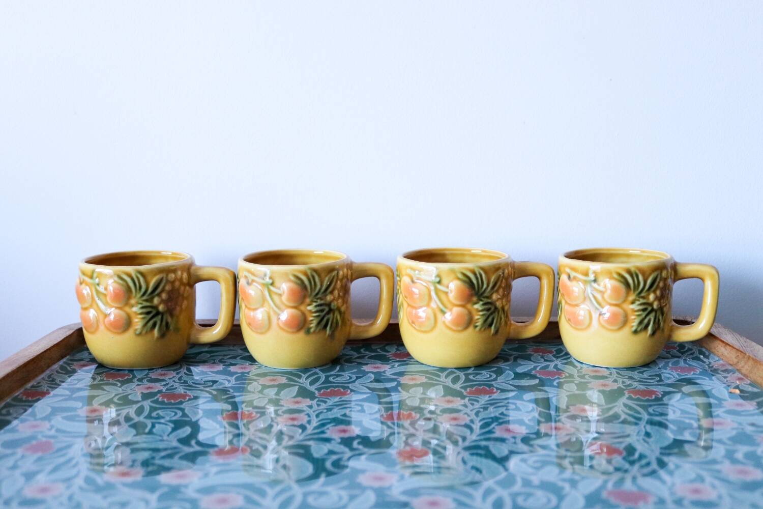 4 vintage slip fruit cups