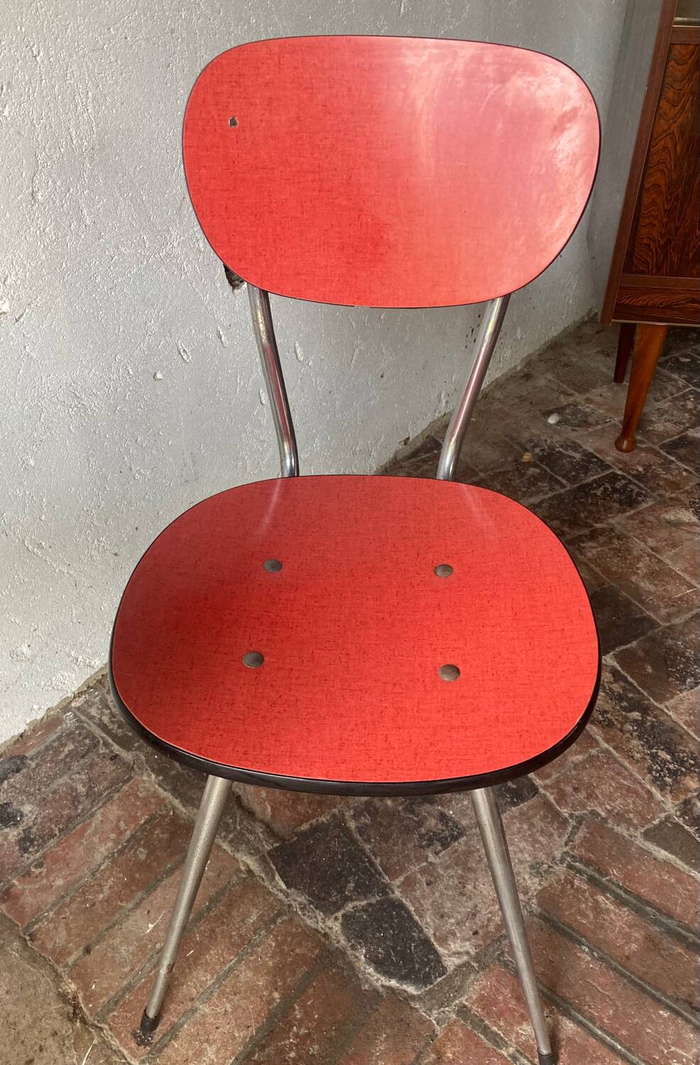 Red formica chairs