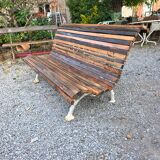 Cast iron and oak slatted garden bench