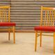 Lot de 5 chaises bois et tissu rouge