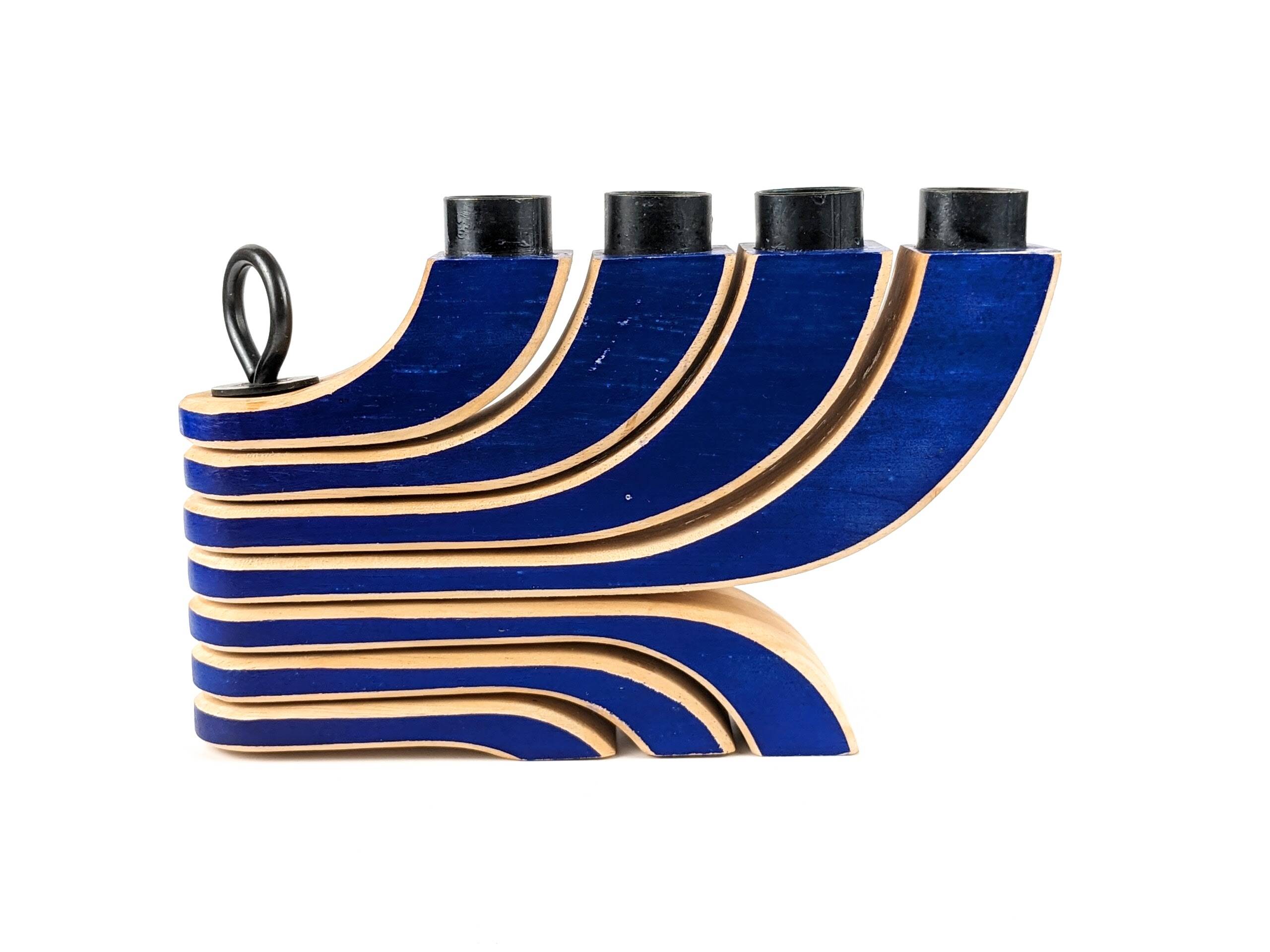 7-branched wooden candelabra | Klein Blue | Scandinavian design