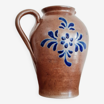 Old pitcher blue flowers - ancient pottery