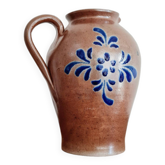 Old pitcher blue flowers - ancient pottery