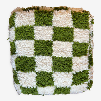 Khaki checkered pouf