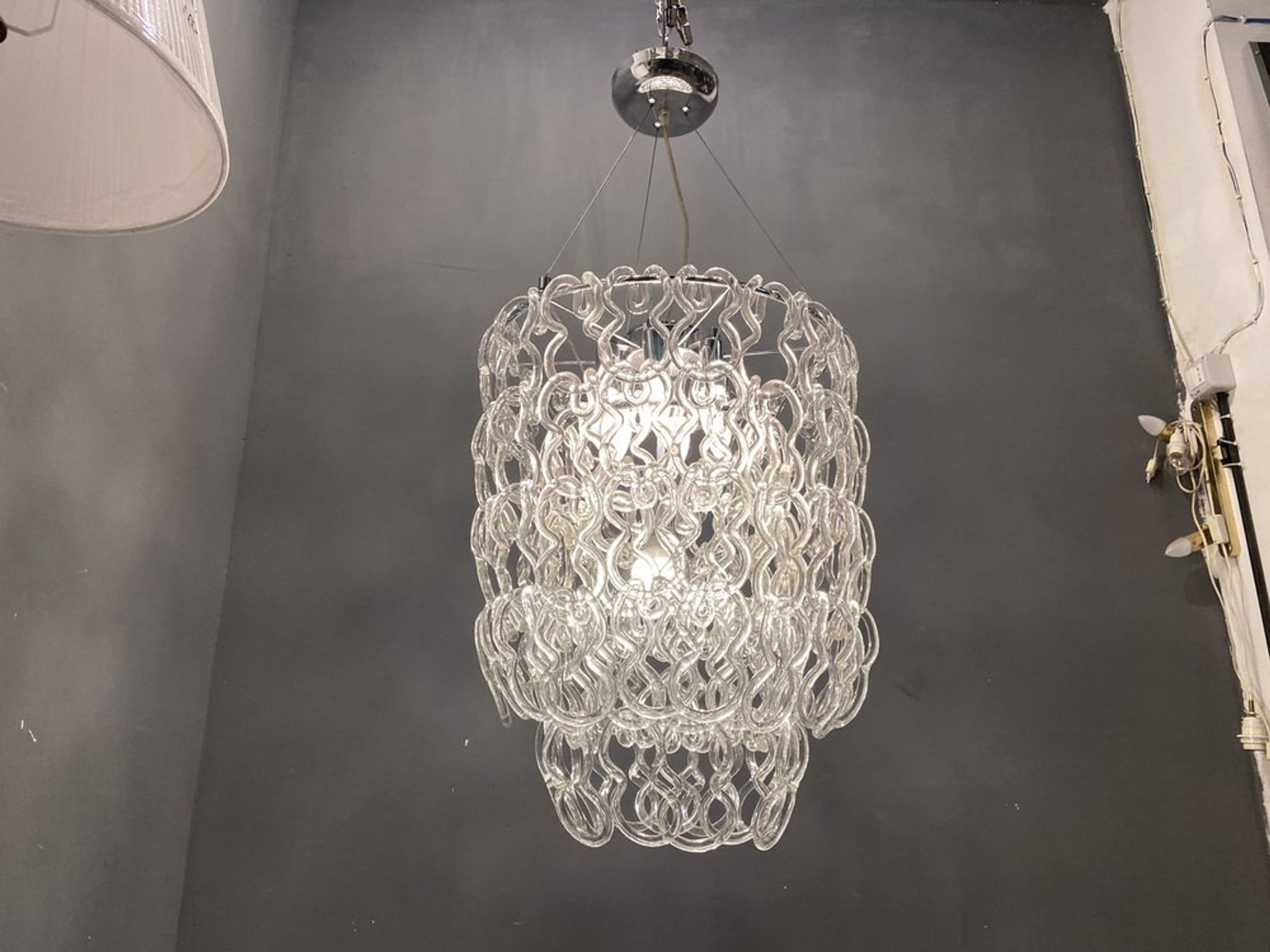 Murano glass chandelier by Angelo Mangiarotti Vistosi production